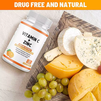 Comprimés de Vitamine C + Zinc OEM, Supplément Antioxydant pour le Système Immunitaire et Nerveux, Vitamines et Minéraux, 120 Comprimés Marque Privée