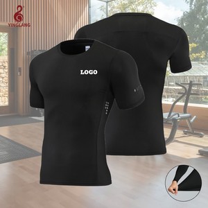 Nuova Linea di Abbigliamento Sportivo Elasticizzato in Poliestere e Spandex, T-Shirt <span class=keywords><strong>da</strong></span> Allenamento Traspirante e Compressiva per <span class=keywords><strong>Uomo</strong></span> - Product Image 1