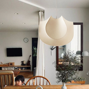 Lustre en soie en forme de citrouille rond de 50 cm, LED E27, blanc, style Wabi Sabi Zen, luminaire suspendu pour salon et chambre à coucher - Product Image 4