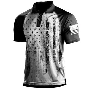 DF131 PL04 Polo de Moda con Bloques de Color y Estampado 3D, Camiseta de Manga Corta Informal de Verano, Venta al por Mayor, Azul Oscuro - Product Image 4