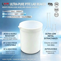 Bécher de laboratoire en PTFE gradué de 50 ml à 10 000 ml avec poignée, bec verseur et couvercle, haute pureté, résistant aux produits chimiques, pour laboratoire