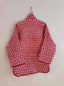 Blouson bomber classique en velours imprimé à la main avec des motifs floraux brodés, rembourrage en coton, longueur courte, prêt pour l'hiver, en stock - Product Image 2