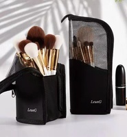 Trousse de maquillage de voyage avec logo personnalisé pour pinceaux avec fermeture à glissière, étui en maille à la mode, organisateur pour femmes soins de beauté
