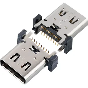 MUP 16 פין USB 2.0 סוג C מחבר נקבה שקע קיבול דרך חורים PCB 180 אנכי מגן USB-C עבור טעינה