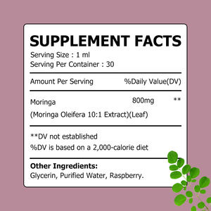 Gouttes liquides de Moringa Private Label pour une peau et des cheveux sains, favorisent l'équilibre glycémique, extrait de feuilles de Moringa - Product Image 2