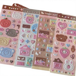 Korean Cute 3D Animal Border <b>Foam</b> <b>Stickers</b> Glossy Star Note Accents Printed Kawaii Gummy-style CCD Tablet Decals Flat - Product Image 3