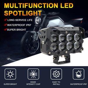 Phare avant à LED pour moto à 8 lentilles, éclairage automatique extérieur, projecteur bicolore jaune et blanc, feux auxiliaires antibrouillard pour Jeep et SUV - Product Image 6