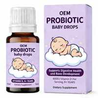 Gouttes Probiotiques OEM pour Bébés, Gouttes Probiotiques Contre les Coliques, Supplément pour le Soutien des Gaz et de l'Immunité des Bébés, 10 Milliards de UFC, Gouttes pour la Santé Intestinale des Bébés