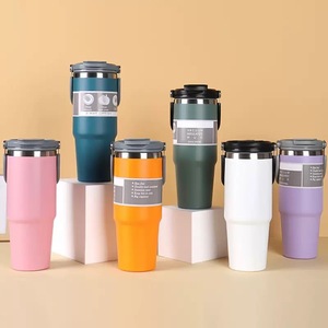 Gobelet isotherme 30oz en acier inoxydable pour voiture, portable, géant, sous vide, avec paille, pour glaces et eau - Product Image 1