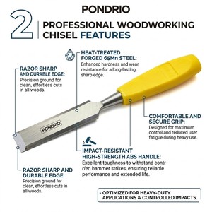 <span class=keywords><strong>Ciseau</strong></span> à bois robuste avec lame en acier 65Mn, outil de travail du bois avec poignée ABS résistante aux chocs pour la menuiserie, la charpenterie et les projets de bricolage - Product Image 4