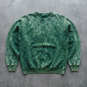 Sudadera de cuello redondo vintage con lavado ácido para hombre, de algodón de rizo, manga larga, con logo personalizado, estilo hip-hop, de secado rápido - Product Image 1