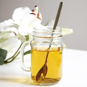 Design créatif 35ml 120ml Menon bocal en verre avec poignée tasse à boire de bureau poignée anti-brûlure couvercle en métal - Product Image 1