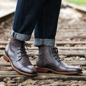 New British Custom Style Extra Large Size Men's Martin <b>Boots</b> Winter Genuine Leather Dress <b>Boots</b> for Men - Product Image 5