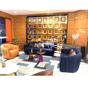 घरेलू अंदरूनी लक्जरी अपार्टमेंट डिजाइन नेवी ब्लू चमड़े के कपड़े में 3-सीटर सोफा आधुनिक सुरुचिपूर्ण डिजाइन चमड़े के सोफे - Product Image 3