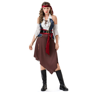 Costume de pirate pour femme, tenue de cosplay caribéenne pour adulte, jupe, collection automne 2025 - Product Image 5