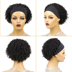 Perruque Courte <span class=keywords><strong>Cheveux</strong></span> Humains Bouclés Afro-Kinky Jerry avec <span class=keywords><strong>Bandeau</strong></span> et Frange pour Femmes Noires – Vente en Gros Usine - Product Image 4