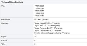 Bloque de Cilindros Completo 2Y 3Y 4Y 100% Probado para Motor de Auto Toyota HILUX HIACE 11101-09110 - Product Image 2