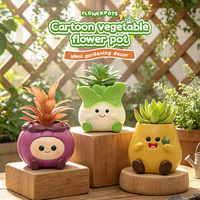 Cute Cartoon Vegetable Resin Planter Hand Painted Fruit Succulent Pot Original Resin Crafts Office Decor Custom Logo Wholesale