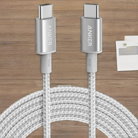 Kabel Pengisi Daya Cepat Anker 100W USB C ke USB C 10 kaki Baru Bahan Nylon 2.0 Tipe C untuk MacBook Pro & iPhone Seri 15