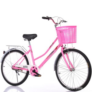 Nouveau vélo adulte 24/26 pouces avec fourche à suspension, cadre en acier carbone, pneus pleins anti-crevaison, style féminin, adapté pour - Product Image 3