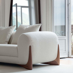 Canapé en tissu moderne et simple de style nordique, couleur crème, canapé droit pour salon, petit appartement, canapé en laine d'agneau - Product Image 3