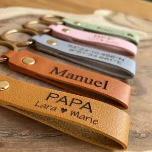 1 porte-clés en cuir personnalisé gratuit, gravure personnalisée en PU, porte-clés en cuir avec nom et date, porte-clés de mariage, cadeaux de mariage - Product Image 2