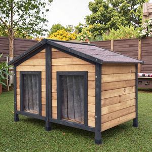 Großer Doppeldecker-Holz zwinger für Hunde Neues Haustier haus mit dekorativem Druck muster - Product Image 2