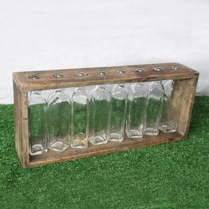 Desktop Plant <span class=keywords><strong>Terrarium</strong></span> mit Glas Reagenzglas Vase Hydro ponic Reagenzglas Pflanzer mit Retro Holz ständer Glas Luft Pflanzer Halter - Product Image 2