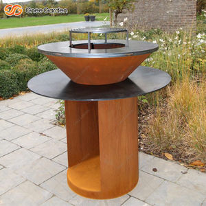 Gnee Garden Premium Modern Corten Steel Firewood Parrilla de barbacoa al aire libre con superficie de parrilla antiadherente de Encendido automático - Product Image 1