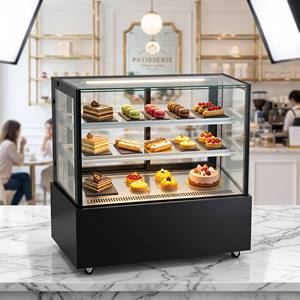 Anti-Fog Heated Glass Cake Display Fridge Commercial Right Angle Dessert Showcase for Bakery with Crystal View - Product Image 1