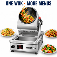 Robot de cuisson automatique pour wok, équipement de cuisson électrique avec contrôle de la minuterie et évier intégré pour cuisine centrale de restaurant