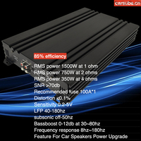 Amplificateur stéréo de voiture mono RMS 1500W 1D, amplificateur de subwoofer SPL à basses puissantes, crête 3000W, max 1 ohm, amplificateur de voiture classe D monoblock