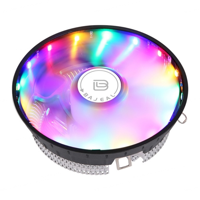 BAJEAL P3 Aluminum CPU Cooler Color LED Ball Bearing 3Pin 120mm 45CFM 18dba 12-Month Warranty Intel I3/i5 Computer Case 2000 RPM