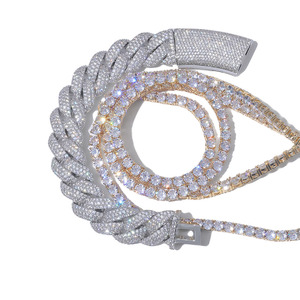 NUOYA Gioielli Hip Hop di Tendenza, Collana con Catena Cubana Placcata Oro 18K, Motivo Geometrico con Pietre Preziose Colorate per Uomo e Donna - Product Image 6