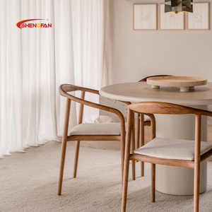 Ghế ăn kiểu Âu, khuyến mãi nóng, chất liệu gỗ beech nguyên khối, màu óc chó, ghế gỗ bọc vải, ghế ăn kiểu Hans có tay vịn - Product Image 5