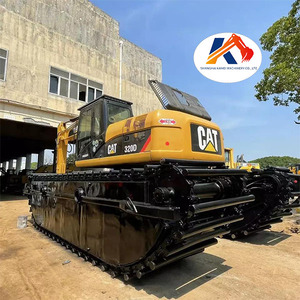 <b>CAT</b> 320d Amphibious Dredging Machine with 20 Ton Pontoon Undercarriage Deep Water 320D Excavator Used Mini Swamp Buggy Floating - Product Image 1