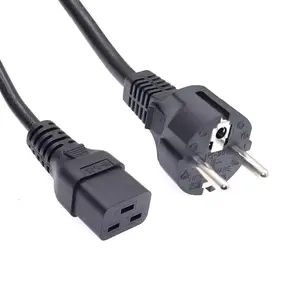 IEC 320 C19 to EU Schuko 2 Prong Plug Extension Cord for UPS PDU C19 AC Power Cable