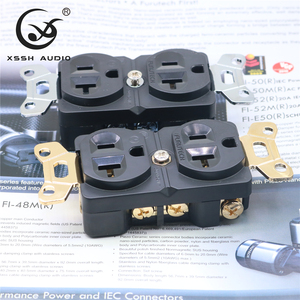 Enchufes de 20A YIVO XSSH Audio, enchufes eléctricos de doble potencia con 3 pines, estándar americano, chapados en oro o rodio, cobre rojo. - Product Image 1