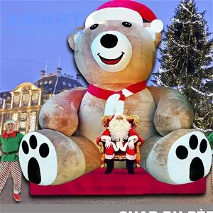2022冬季高品质巨型户外装饰充气圣诞老人熊动物吉祥物圣诞活动