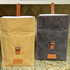 Sac à déjeuner élégant en toile cirée, fait à la main, écologique, doublure en coton isolante, résistant à l'eau, avec poignée personnalisée, cadeau - Product Image 2