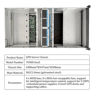 7u 8GPU trường hợp máy chủ với cung cấp điện Gen5 PCIe 5.0 Rackmount GPU Chassis cho học tập sâu ai tính toán nhôm mát Fan - Product Image 2