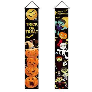 Custom Halloween Banner Set 2 Pieces for Indoor & Outdoor Festivals Digital Printed Wall & Door Decoration for Parties - Product Image 1