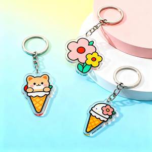 X48 Customizable Diy Keychain Anime Cake Alloy Plastic Keychain Silk Screen Printed Personalised Cartoon Design <b>Key</b> <b>Ring</b> - Product Image 4