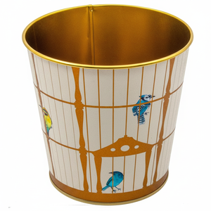 2.6L Vintage Birdcage Ilustración Metal Palomitas Cubo 175x170mm 2.6L con pájaros coloridos - Product Image 2