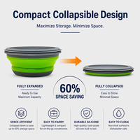 Grand saladier pliable en silicone avec couvercle, seau de camping extensible, compartiment unique