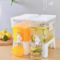 Seau à eau froide d'été 3,5 L avec robinet, pour jus de citron, thé glacé et boissons, avec support de rangement