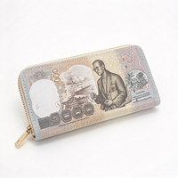 Portefeuille en PU de grande capacité à fermeture éclair simple pour étudiant, motif dollar créatif, multi-cartes, pour hommes et femmes