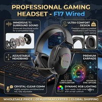 Casque filaire circum-auriculaire RGB avec son surround et USB pour le gaming et les appels, microphone intégré pour PC portable et joueurs