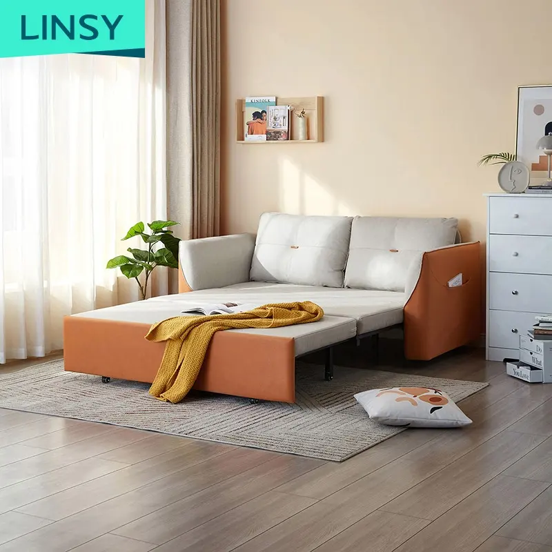 Linsy Minimalist tarzı turuncu beyaz uyku kanepe Cum yatak takımı katlanır oturma odası mobilya 2 koltuklu uyku G021