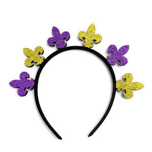 2025มาร์ดิกราส์ที่คาดผมสีม่วงสีเขียวสีทองแวววาวดาวเฟลอร์-de-Lis headbopper เทศกาลเครื่องประดับผม - Product Image 5